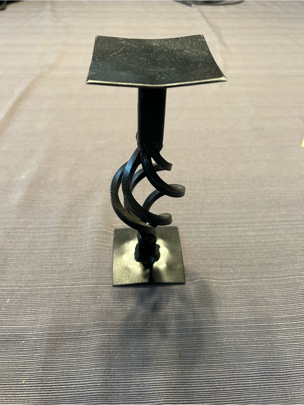 Pair of Black Twisted Iron Candlestick Holder - Home Art